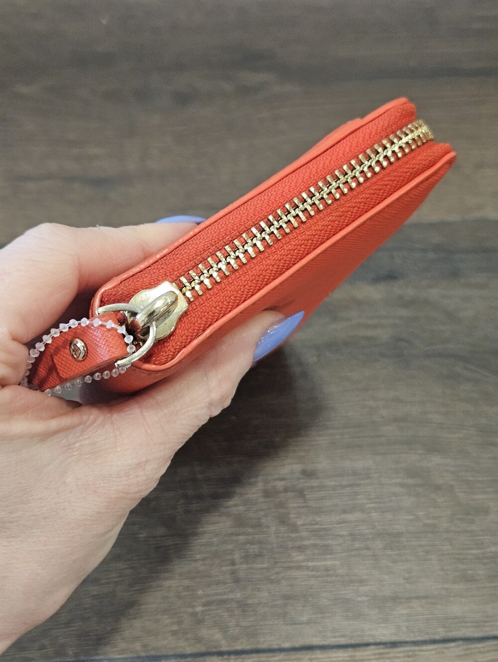Kate Spade Storybook Lining Full Zip Red Wallet + Embellished 'D' Detailing - Picture 3 of 13